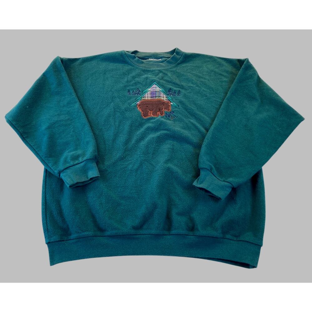 Northern Reflections Sweatshirt Green Bear Plaid Tree Logo Size Medium